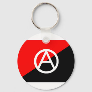 Red Black and White Anarchist Flag Anarchy Key Ring
