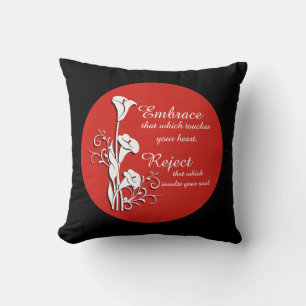 Red, black and white calla lily pillow Faith
