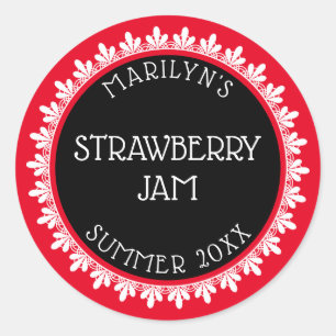Red, Black and White Canning Label Stickers