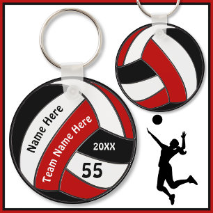 Red, Black and White Cheap Volleyball Keychains