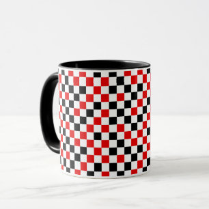Red Black and White Chequered Mug