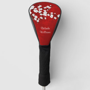 Red Black And White Cherry Blossom Golf Head Cover