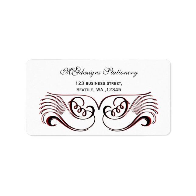 red, black and white Chic Business address labels (Front)