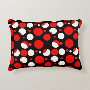 Red Black and White Circles Pattern Decorative Cushion