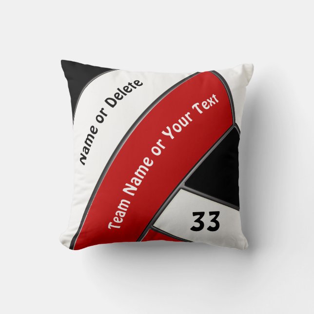 Red, Black and White Custom Volleyball Gift Ideas Cushion (Front)