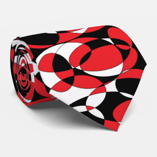 Red, Black and White Ellipticals Tie