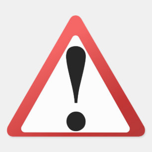 Red, Black, and White Exclamation Warning Triangle Sticker