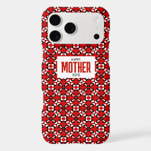 Red, Black, and White Geometric Pixel pattern