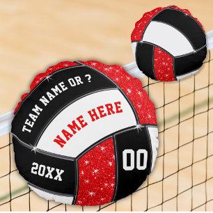 Red, Black and White, Gifts for Volleyball Players Round Cushion