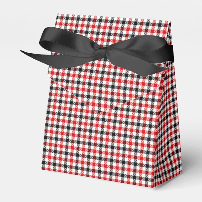 Red Black and White Gingham Check Favour Box (Front Side)