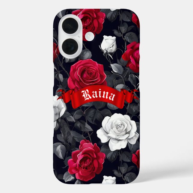 Red Black and White Goth Roses iPhone / iPad case (Back)