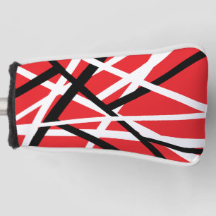 red, black, and white graphic golf head cover