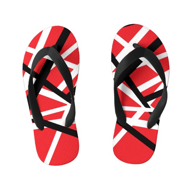 Red, Black, and White Graphic  Kid's Flip Flops (Footbed)