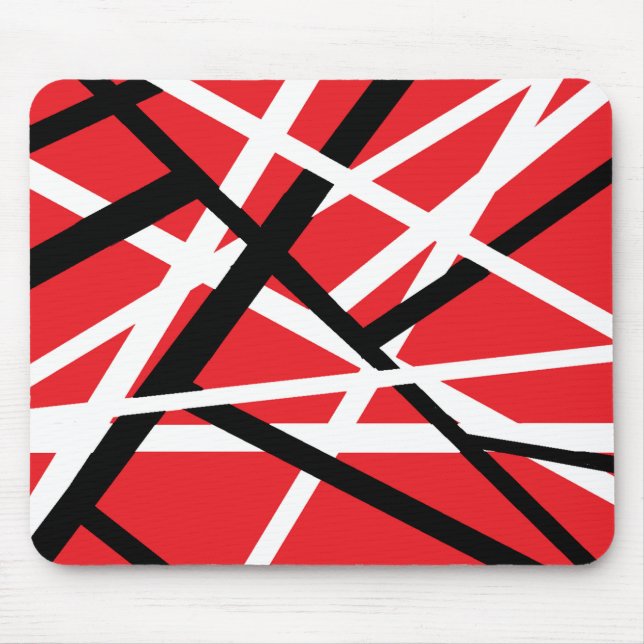 red, black, and white graphic mouse mat (Front)