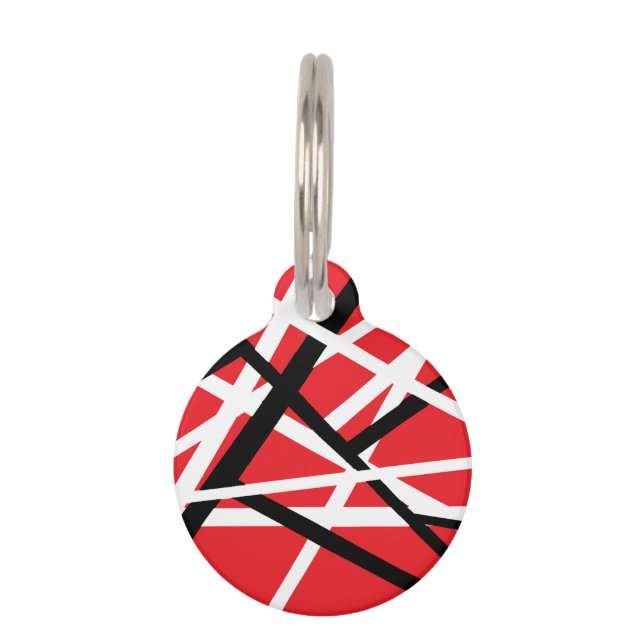 red, black, and white graphic pet tag (Front)
