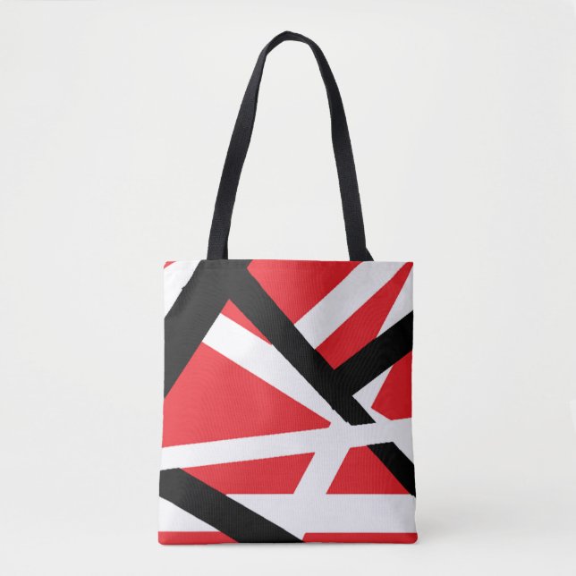 Red, Black, and White Graphic  Tote Bag (Front)