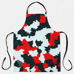Red Black and White Irregular Abstract Apron