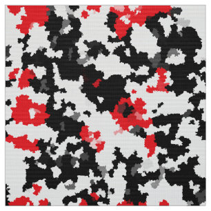 Red Black And White Irregular Abstract Fabric