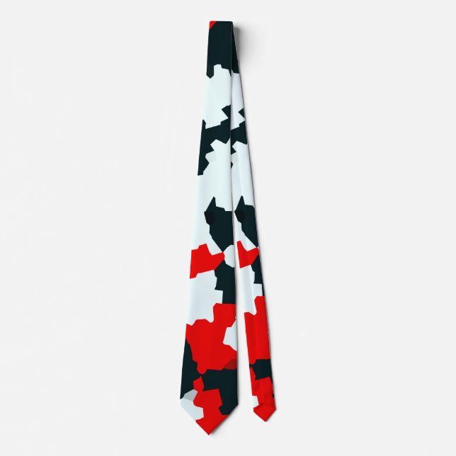 Red Black and White Irregular Abstract Tie (Front)