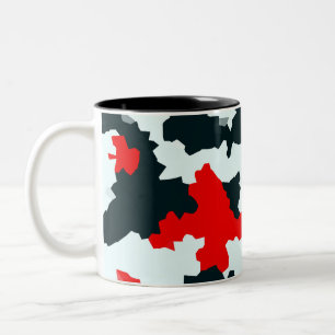 Red Black and White Irregular Abstract Two-Tone Coffee Mug
