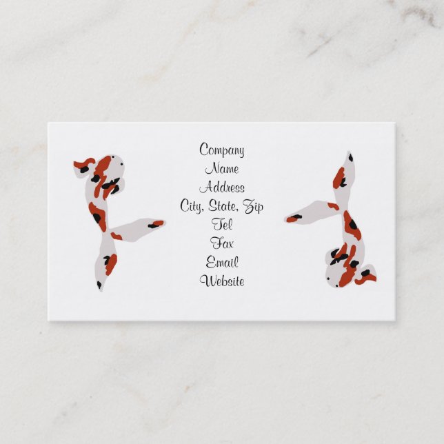 Red, Black and White Koi Business cards (Front)