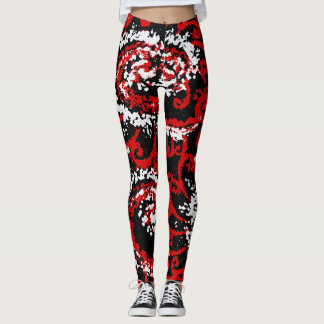 Red, Black and White Leggings