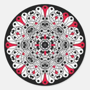 Red, Black and White Mandala Wedding stickers