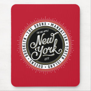 Red, Black and White New York City Logo Mouse Mat