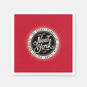 Red, Black and White New York City Logo Napkin