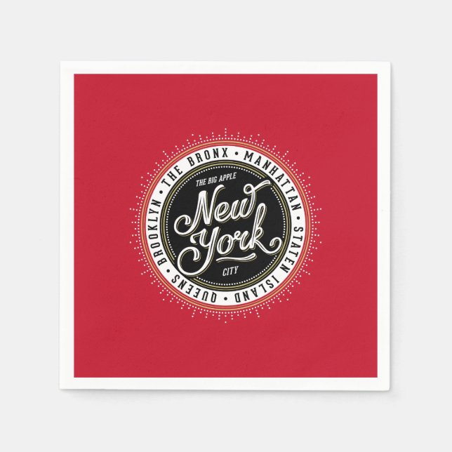 Red, Black and White New York City Logo Napkin (Front)