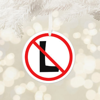 Red Black and White No L Ceramic Tree Decoration