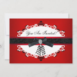 Red Black And White Party All Occasions Elegant Invitation