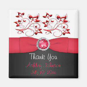 Red, Black, and white Party Favour Magnet