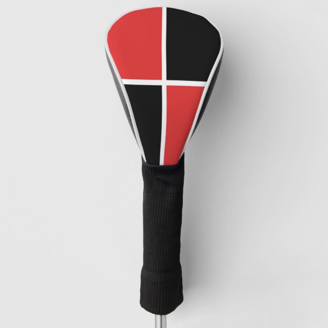 Red, Black and White Pattern Golf Head Cover (Front)