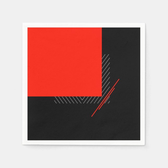 Red, black, and white pinstripe geometric print na napkin (Front)