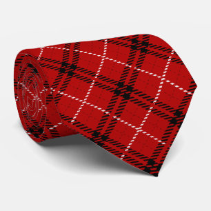 Red Black and White Plaid Christmas Tie