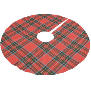 Red Black and White Plaid Pattern Brushed Polyester Tree Skirt