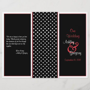 Red, Black, and White Polka Dot Wedding Program