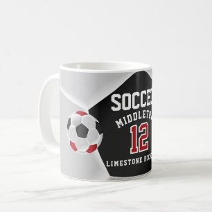 Red, Black and White ⚽ Soccer  Sport Coffee Mug