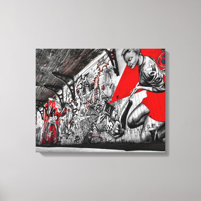 Red, Black and White Street Art Graffiti Wall Art (Front)
