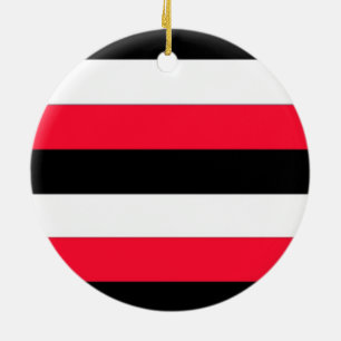 Red, black and white stripes ceramic tree decoration