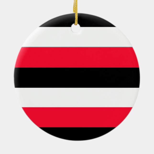 Red, black and white stripes ceramic tree decoration (Back)