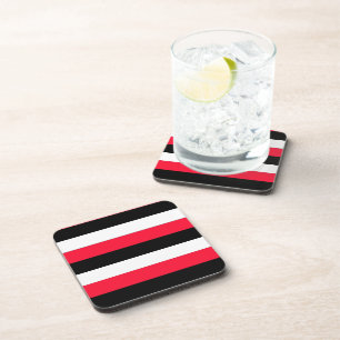 Red, black and white stripes coaster