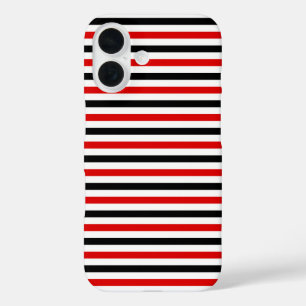 Red Black and white stripes design iPhone 16 Case
