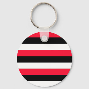 Red, black and white stripes key ring