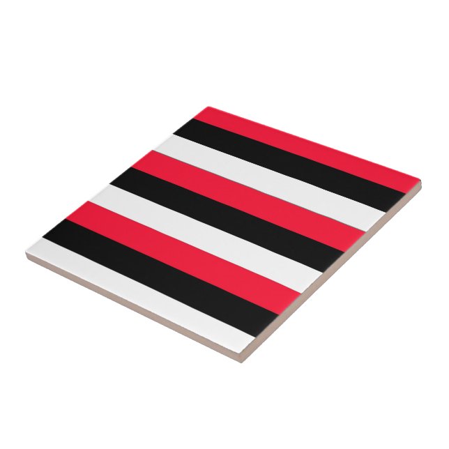 Red, black and white stripes tile (Side)
