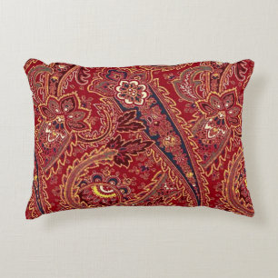 Red, Black and White Vintage Paisley Accent Pillow