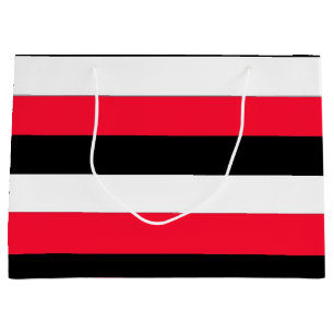 Red, black and whites stripes large gift bag