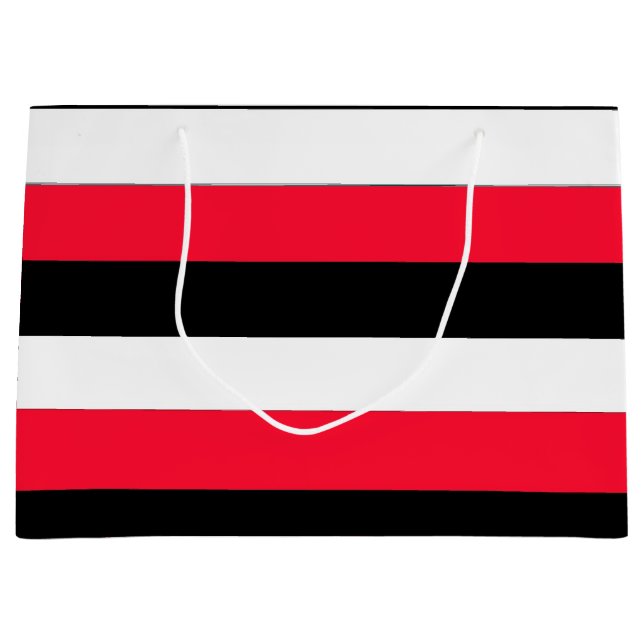 Red, black and whites stripes large gift bag (Front)