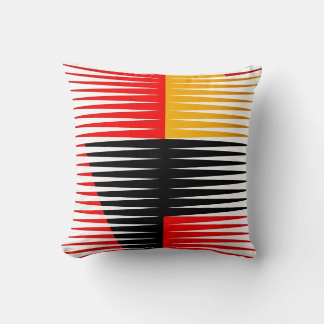 Red, black, and yellow artwork cushion (Front)